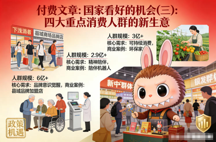 付费文章:国家看好的机会(三):四大重点消 费人群的新生意 付费文章:国家看好的机会(二):六大新消费及其新增量 付费文章:国家看好的机会(一):未来最有前景的13个消费赛道-777网创网