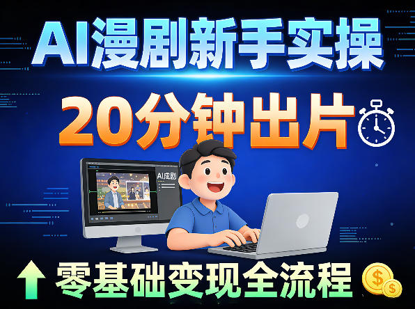 AI漫剧新手实操：20分钟出片不崩人设，零基础涨粉变现全流程-777网创网