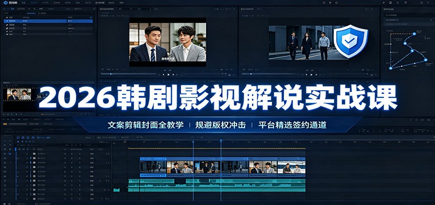 2026韩剧影视解说实战课：文案剪辑封面全教学，规避版权冲击平台精选签约通道-777网创网