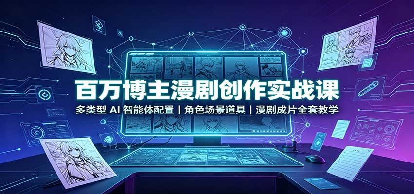 百万博主漫剧创作实战课：多类型AI智能体配置，角色场景道具，漫剧成片全套教学-777网创网