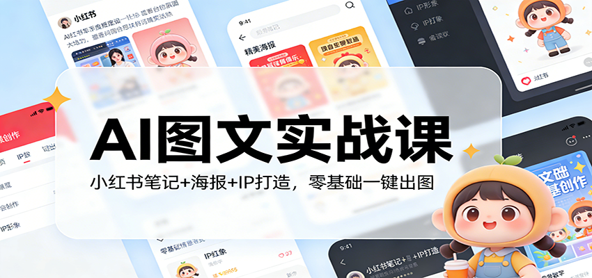AI图文实战课：小红书笔记+海报+IP打造，零基础一键出图-777网创网