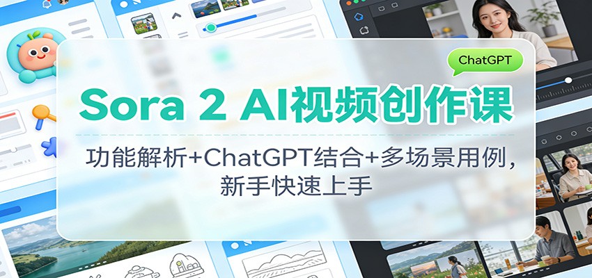 Sora 2 AI视频创作课:功能解析+ChatGPT结合+多场景用例,新手快速上手 Sora 2 AI视频创作课:功能解析+ChatGPT结合+多场景用例,新手快速上手