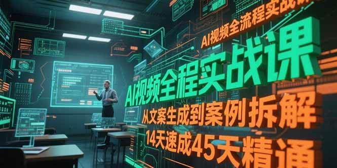 （15172期）AI视频全流程实战课，从文案生成到案例拆解，14天速成45天精通-777网创网