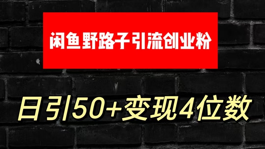 大眼闲鱼野路子引流创业粉，日引50+单日变现四位数-777网创网