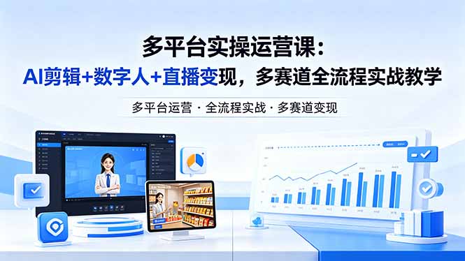 某团队多平台实操运营课-更新26年4月20:AI剪辑+数字人+直播变现,多赛道全流程实战教学-777网创网
