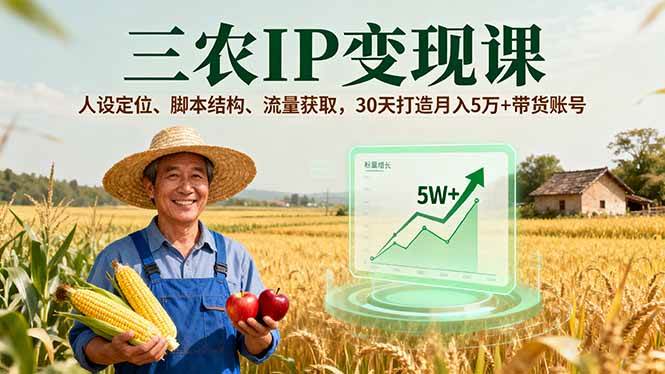 （16044期）三农IP变现课，人设定位、脚本结构、流量获取，30天打造月入5万+带货账号-777网创网