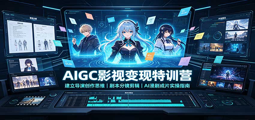 AIGC影视变现特训营：建立导演创作思维，剧本分镜剪辑，AI漫剧成片实操指南-777网创网