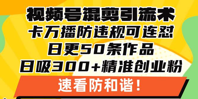 （13400期）视频号混剪引流技术，500万播放引流17000创业粉，操作简单当天学会-777网创网