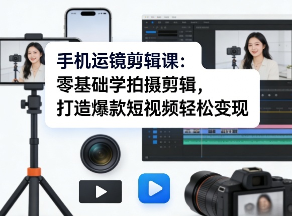 手机运镜剪辑课：零基础学拍摄剪辑，打造爆款短视频轻松变现-777网创网