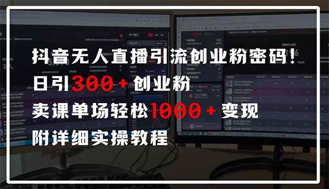 （14564期）抖音无人直播引流密码！日引300+创业粉 单场轻松1000+变现 附详细实操教程-777网创网