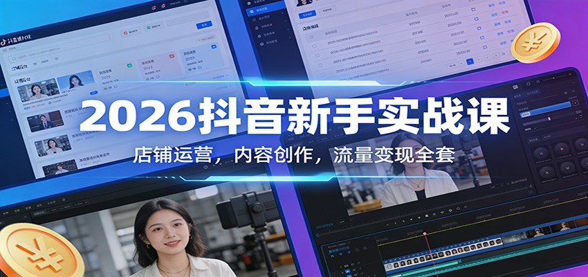 2026抖音新手实战课:店铺运营,内容创作,流量变现全套 2026抖音新手实战课:店铺运营,内容创作,流量变现全套