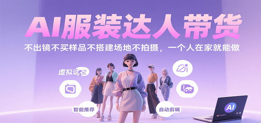 AI服装达人带货,不出镜不买样品不搭建场地不拍摄,一个人在家就能做-777网创网