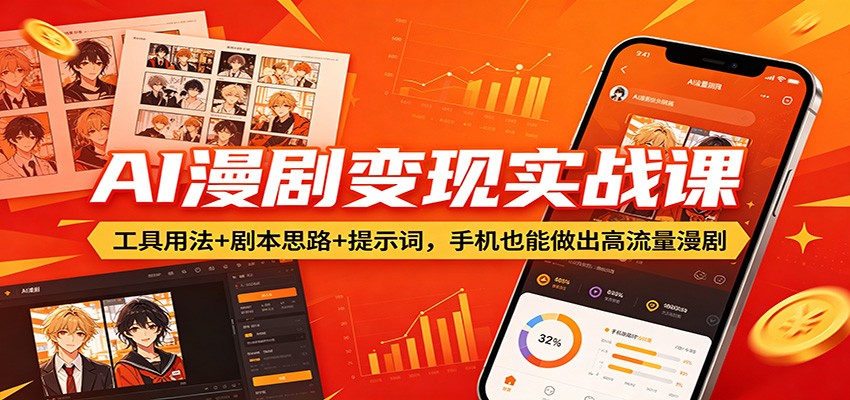 AI漫剧变现实战课：工具用法+剧本思路+提示词，手机也能做出高流量漫剧-777网创网