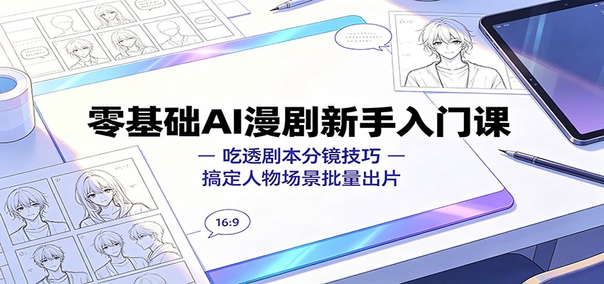 零基础AI漫剧新手入门课：吃透剧本分镜技巧，搞定人物场景批量出片-777网创网