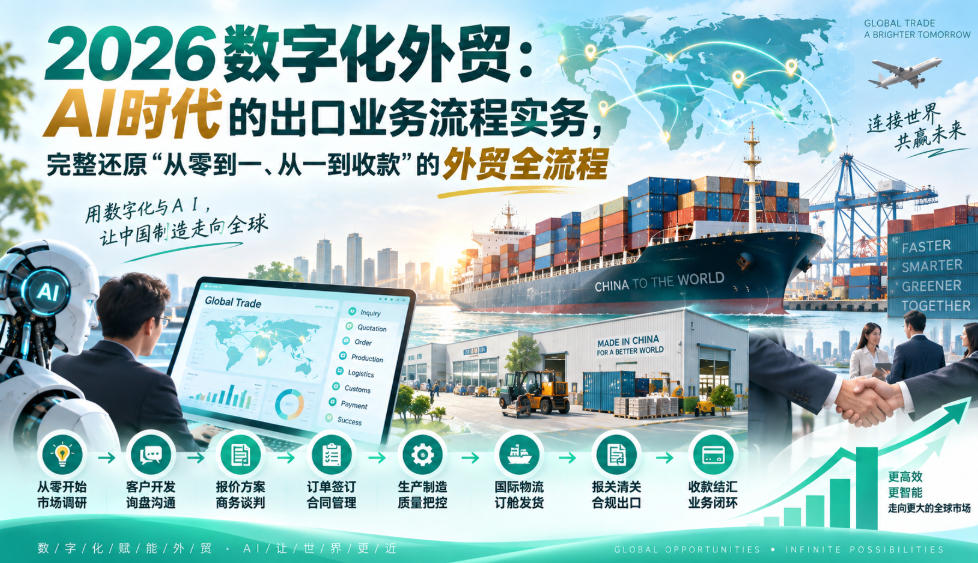 2026数字化外贸:AI时代的出口业务流程实务,完整还原”从零到一、从一到收款”的外贸全流程-777网创网