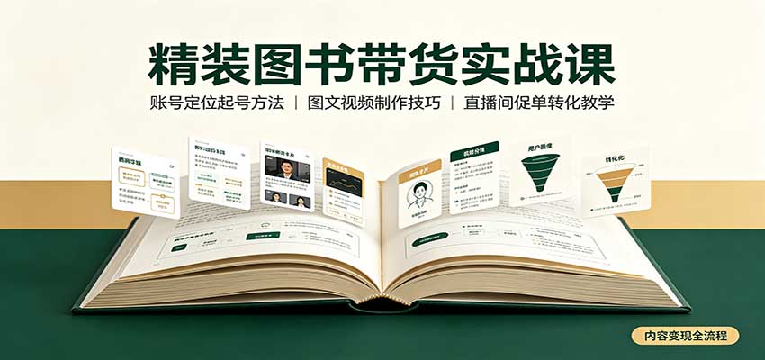 精装图书带货实战课：账号定位起号方法，图文视频制作，促单转化教学-777网创网