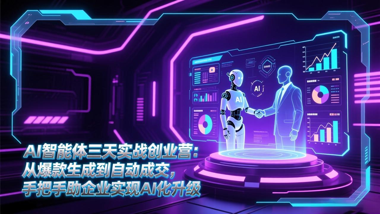 AI智能体三天实战创业营:从爆款生成到自动成交,手把手助企业实现AI化升级-777网创网