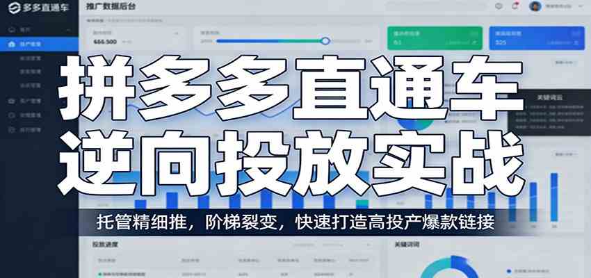 拼多多直通车逆向投放实战:托管精细推,阶梯裂变,快速打造高投产爆款链接 拼多多直通车逆向投放实战:托管精细推,阶梯裂变,快速打造高投产爆款链接