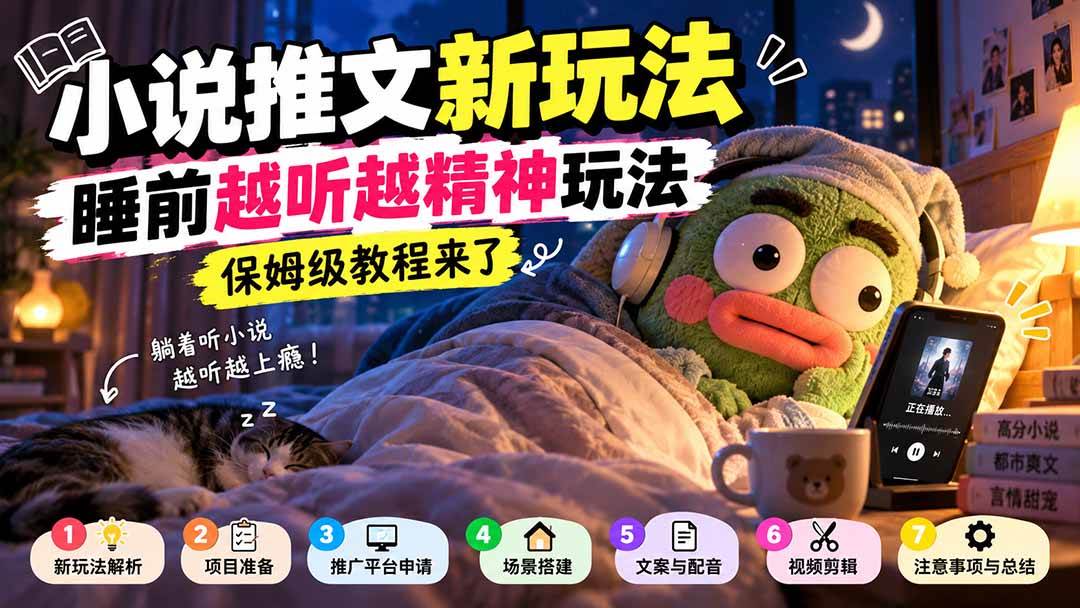 (20947期)小说推文新玩法,睡前越听越精神玩法,保姆级教程来了-777网创网