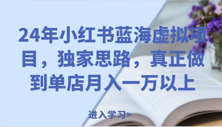 24年小红书蓝海虚拟项目，独家思路，真正做到单店月入一万以上。-777网创网