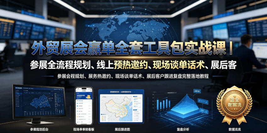 外贸展会赢单全套工具包实战课｜参展全流程规划、线上预热邀约、现场谈单话术、展后客户跟进复盘完整落地教程-777网创网