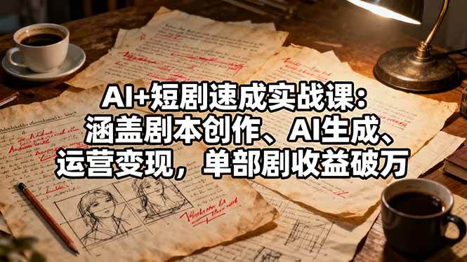 （16359期）AI+短剧速成实战课：涵盖剧本创作、AI生成、运营变现，单部剧收益破万-777网创网