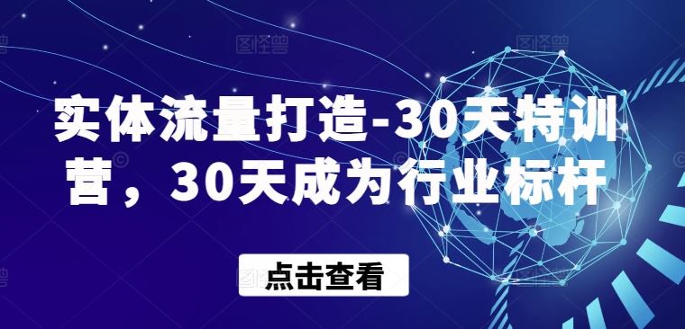 实体流量打造-30天特训营,30天成为行业标杆
