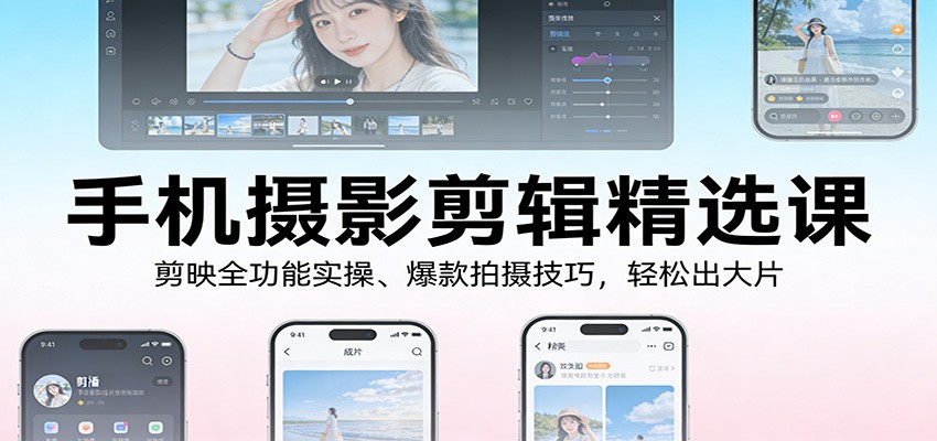 手机摄影剪辑精选课：剪映全功能实操、爆款拍摄技巧，轻松出大片-777网创网