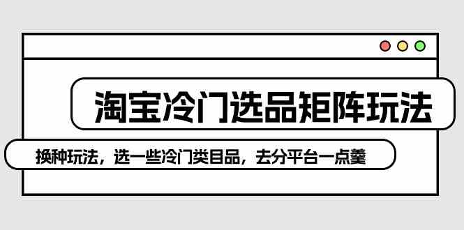 （10159期）淘宝冷门选品矩阵玩法：换种玩法，选一些冷门类目品，去分平台一点羹-777网创网