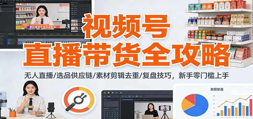 视频号直播带货全攻略:无人直播/选品供应链/素材剪辑去重/复盘技巧,零门槛上手 视频号直播带货全攻略:无人直播/选品供应链/素材剪辑去重/复盘技巧,零门槛上手