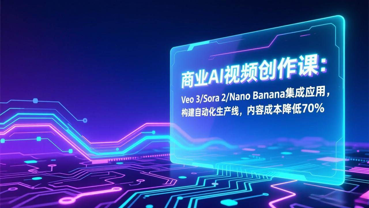 (17070期)商业AI视频创作课:Veo 3/Sora 2/Nano Banana集成应用,构建自动化生产线,内容成本降低70% (17070期)商业AI视频创作课:Veo 3/Sora 2/Nano Banana集成应用,构建自动化生产线,内容成本降低70%