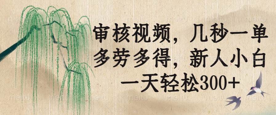 （14203期）审核视频，几秒一单，多劳多得，新人小白一天轻松300+-777网创网