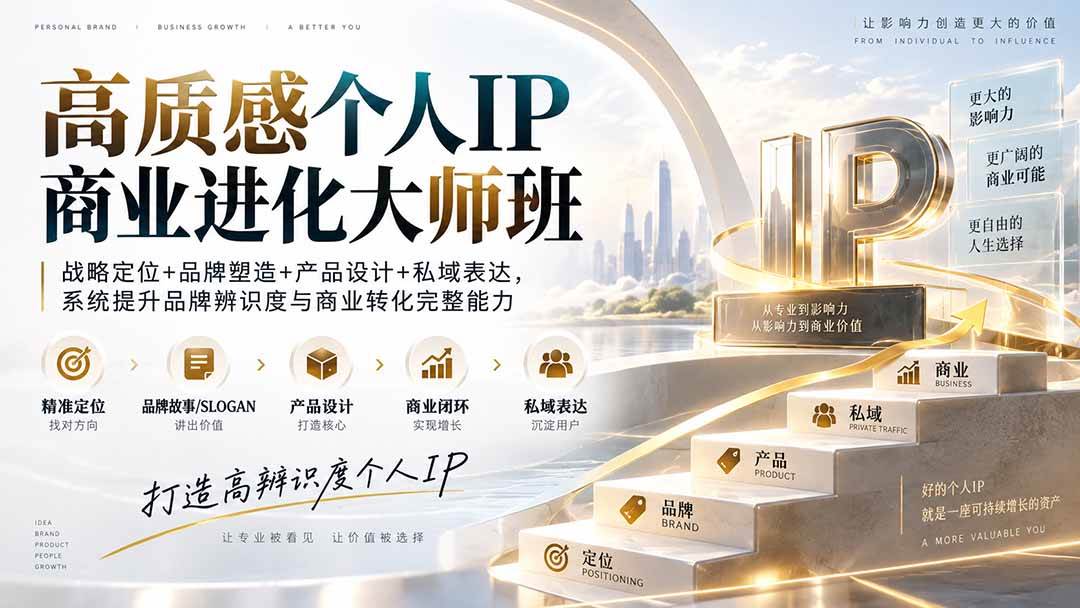(20324期)高质感个人IP商业进化大师班:战略定位+品牌塑造+产品设计+私域表达,系统提升品牌辨识度与商业转化完整能力-777网创网