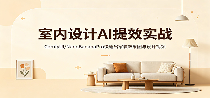 室内设计AI提效实战：ComfyUI/NanoBananaPro快速出家装效果图与设计视频-777网创网
