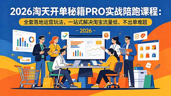 2026淘天开单秘籍PRO实战陪跑课程:全套落地运营玩法,一站式解决淘宝流量低、不出单难题-777网创网