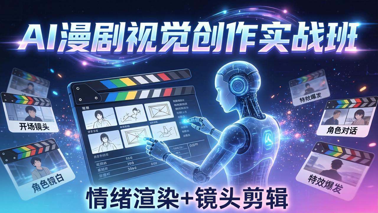AI漫剧视觉导演思维实战班，从脚本到成片全掌握，分镜设计情绪渲染一站学会-777网创网