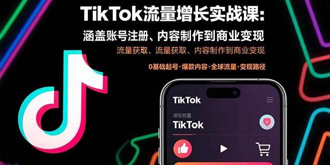 （15791期）TikTok流量增长实战课：涵盖账号注册、流量获取、内容制作到商业变现-777网创网