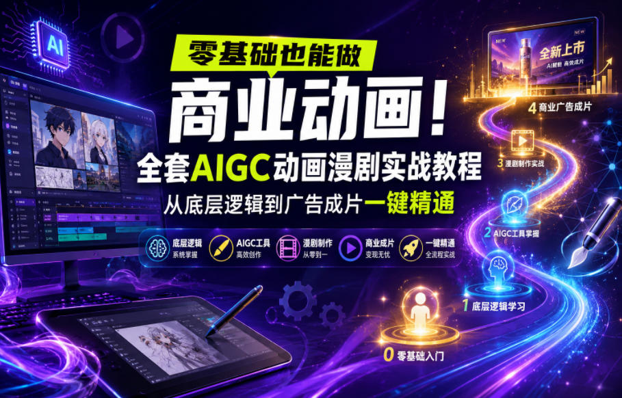 零基础也能做商业动画！全套AIGC动画漫剧实战教程，从底层逻辑到广告成片一键精通（更新0905）-777网创网