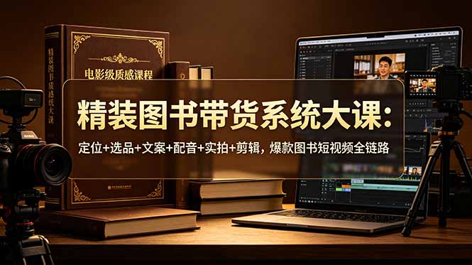 精装图书带货系统大课：定位+选品+文案+配音+实拍+剪辑，爆款图书短视频全链路-777网创网