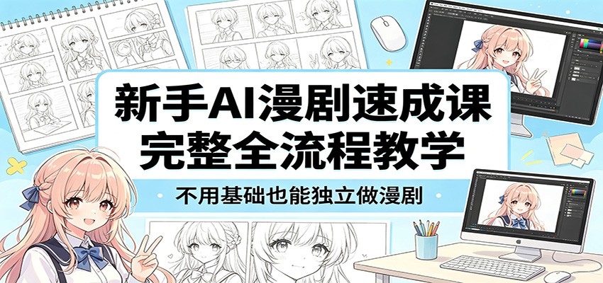 新手AI漫剧速成课：完整全流程教学，不用基础也能独立做漫剧-777网创网