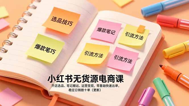 （17018期）小红书无货源电商课，开店选品、笔记搬运、运营变现，零基础快速出单，稳定日销数十单（更新）-777网创网