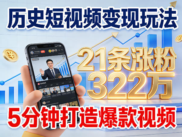 历史短视频变现玩法，不露脸出镜，5分钟打造爆款视频-777网创网