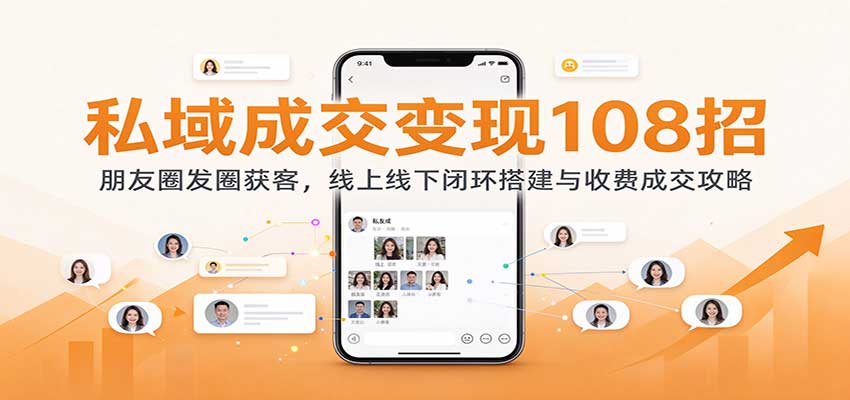私域成交变现108招:朋友圈发圈获客,线上线下闭环搭建与收费成交攻略-777网创网