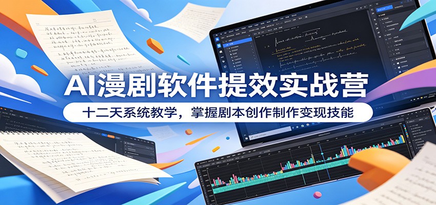 AI漫剧软件提效实战营：十二天系统教学，掌握剧本创作制作变现技能-777网创网