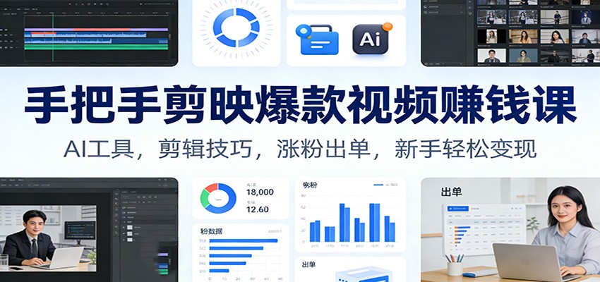 手把手剪映爆款视频赚钱课:AI工具,剪辑技巧,涨粉出单,新手轻松变现 手把手剪映爆款视频赚钱课:AI工具,剪辑技巧,涨粉出单,新手轻松变现