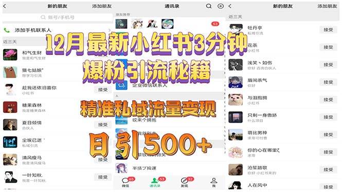 （13653期）12月最新小红书3分钟爆粉引流秘籍 精准私域流量变现 日引500+-777网创网