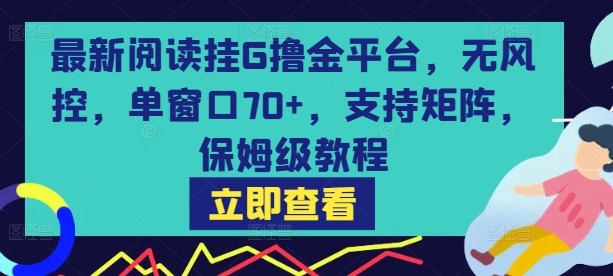 最新阅读挂G撸金平台,无风控,单窗口70+,支持矩阵,保姆级教程【揭秘】
