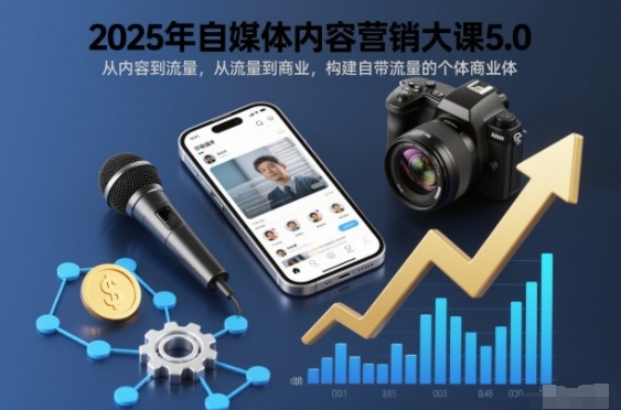 2025年自媒体内容营销大课5.0,从内容到流量,从流量到商业,构建自带流量的个体商业体-777网创网