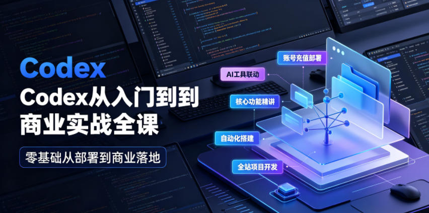 Codex从入门到商业实战全课|账号充值部署、AI工具联动、核心功能精讲、自动化搭建、全站项目开发零基础教程-777网创网