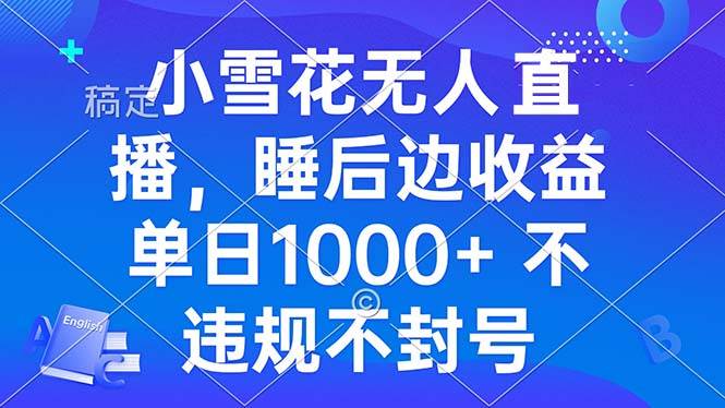 （13491期）小雪花无人直播 睡后收益单日1000+ 零粉丝新号开播 不违规 看完就会-777网创网